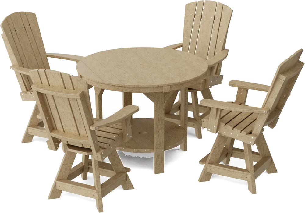 Poly Craft No. Set, 5-Piece Round Counter-Height Dining Set with Swivel Chairs