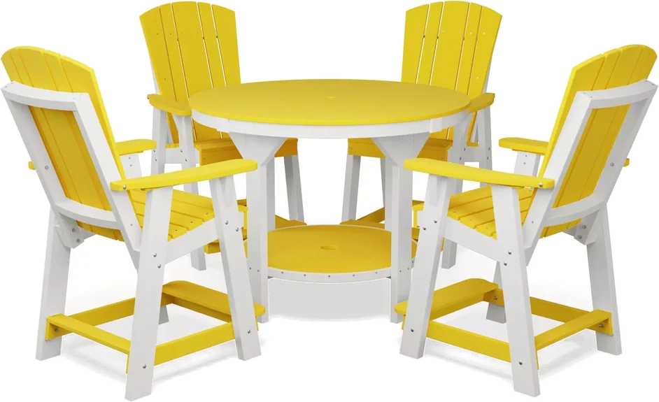 Poly Craft No. 2205 + 2263, 48&Prime; Round Pub Table paired with Balcony Chairs